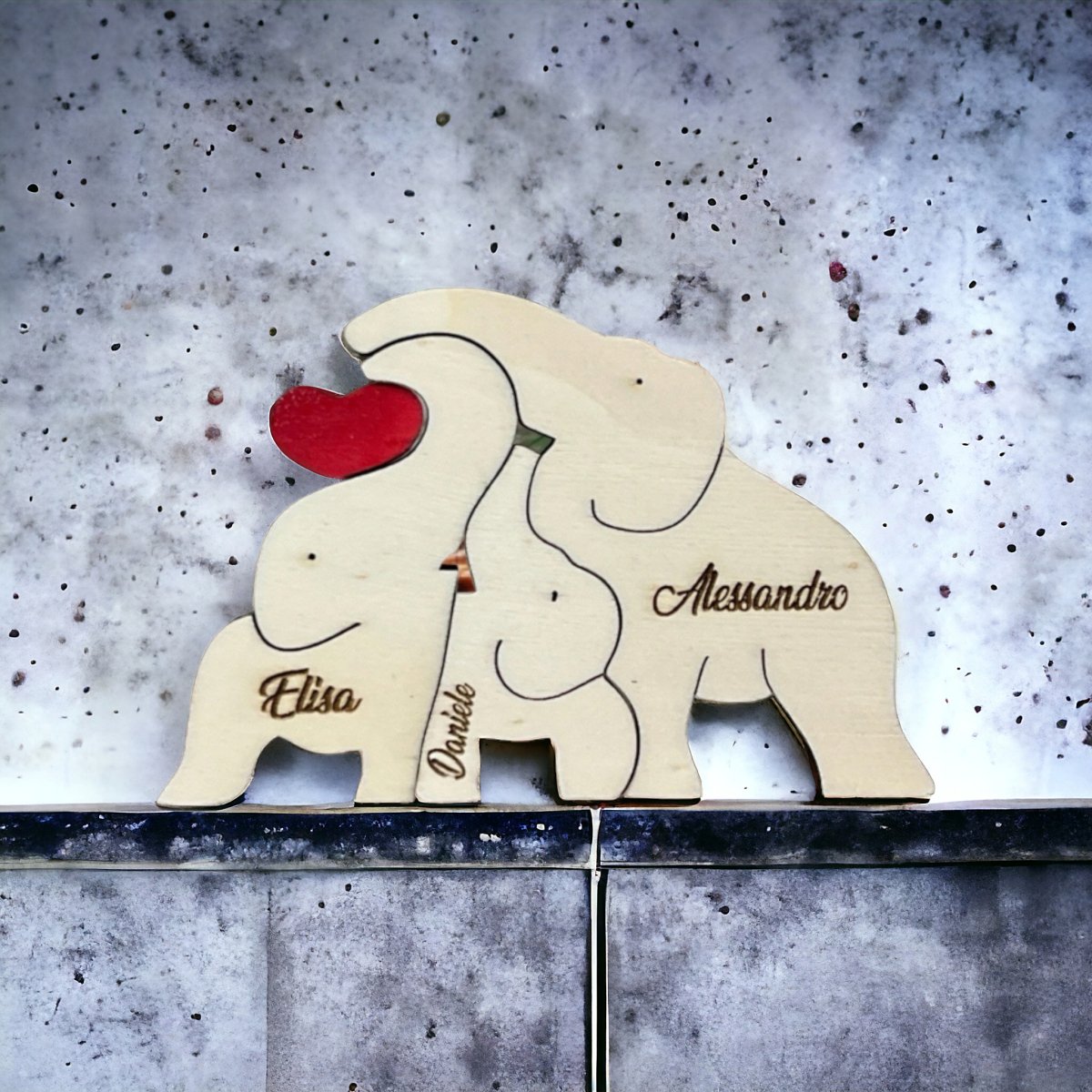 Famiglia di Elefanti Personalizzabili: Amore Familiare - Michele Di Palma Style Wood Creations