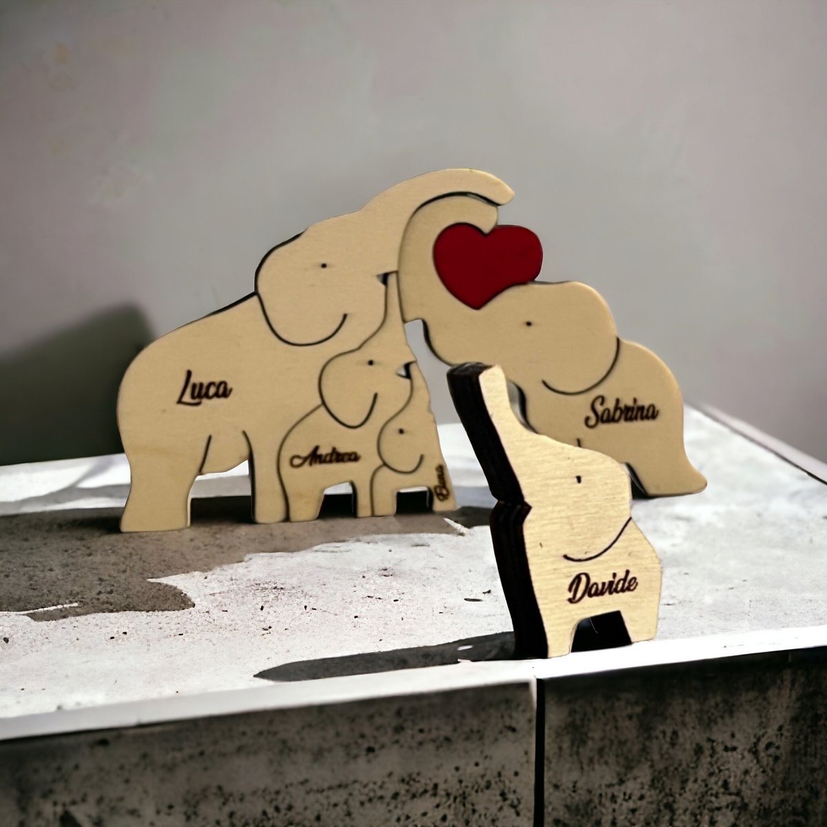 Famiglia di Elefanti Personalizzabili: Amore Familiare - Michele Di Palma Style Wood Creations