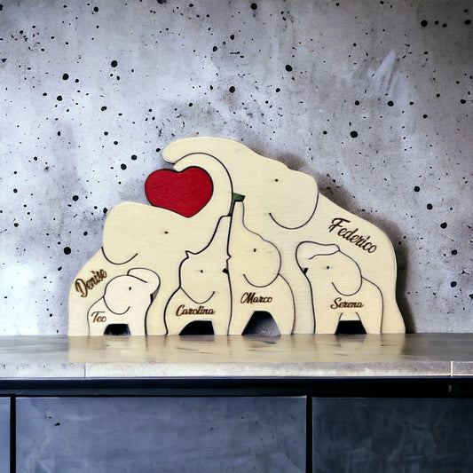 Famiglia di Elefanti Personalizzabili: Amore Familiare - Michele Di Palma Style Wood Creations